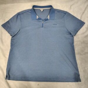 Calvin Klein Mens Polo Shirt XL Baby Blue Short Sleeve Quarter Zippered Collar